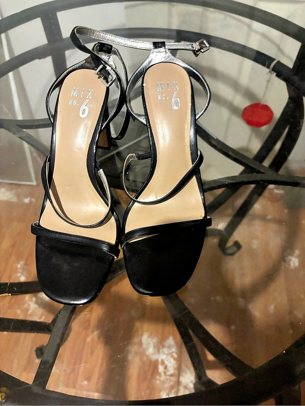 MIX No. 6 Harllow Sandal Black & Silver Strappy Heels US 6